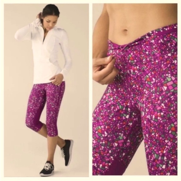 Lululemon Real Quick Crop Paradise Camo Royal Plum Size 4 - Picture 2 of 11